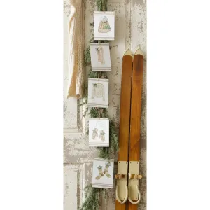 Set of 5 Warm And Cozy Beadboard Ornaments