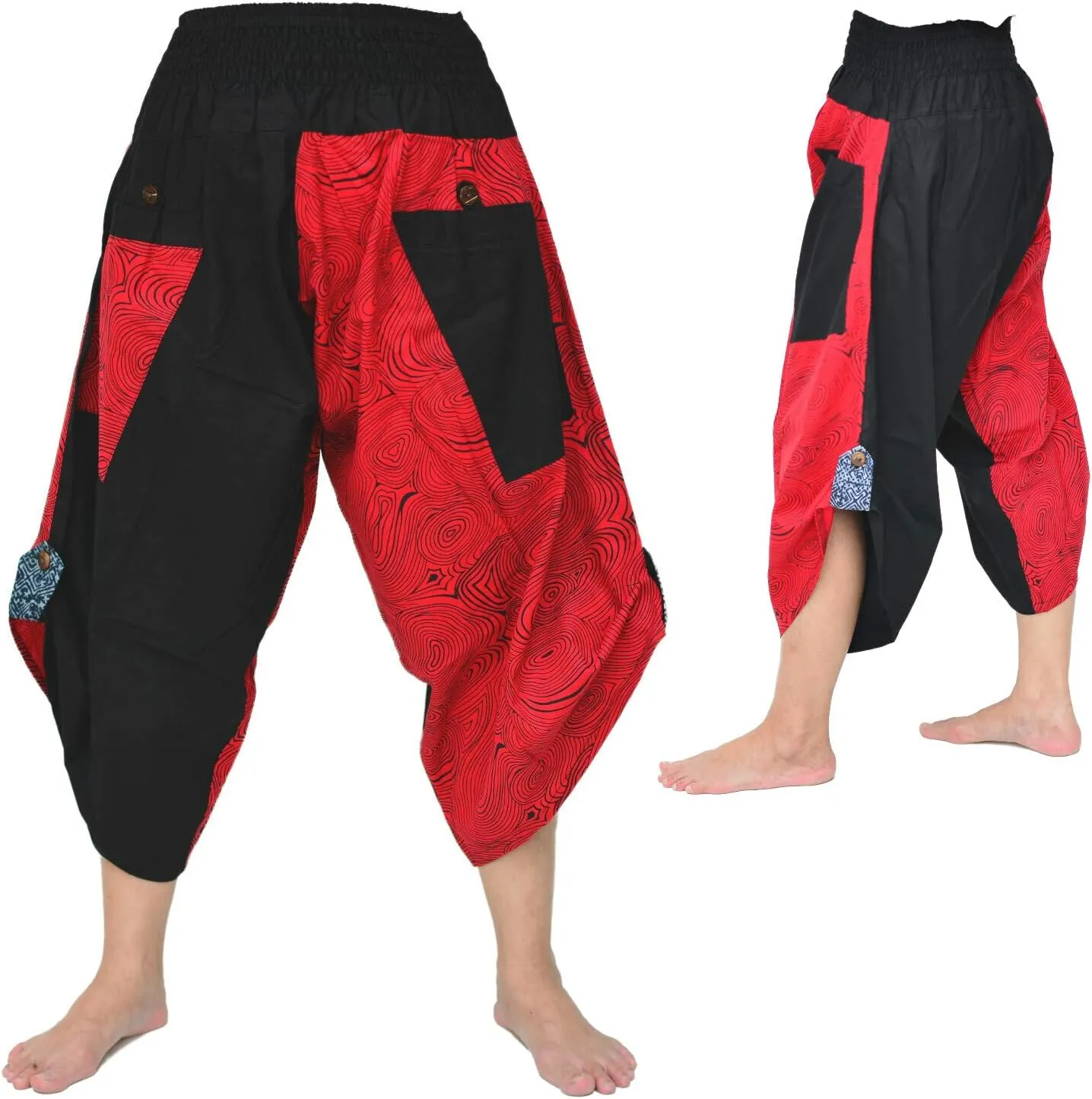 Siamrose Samurai Yoga Harem Pants Men Women Lounge Trousers, One Size, Elastic Waist