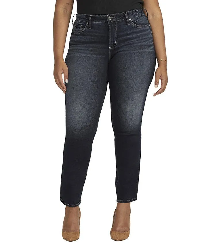 Silver Jeans Ladies Indigo Mid Rise Straight Leg Jeans