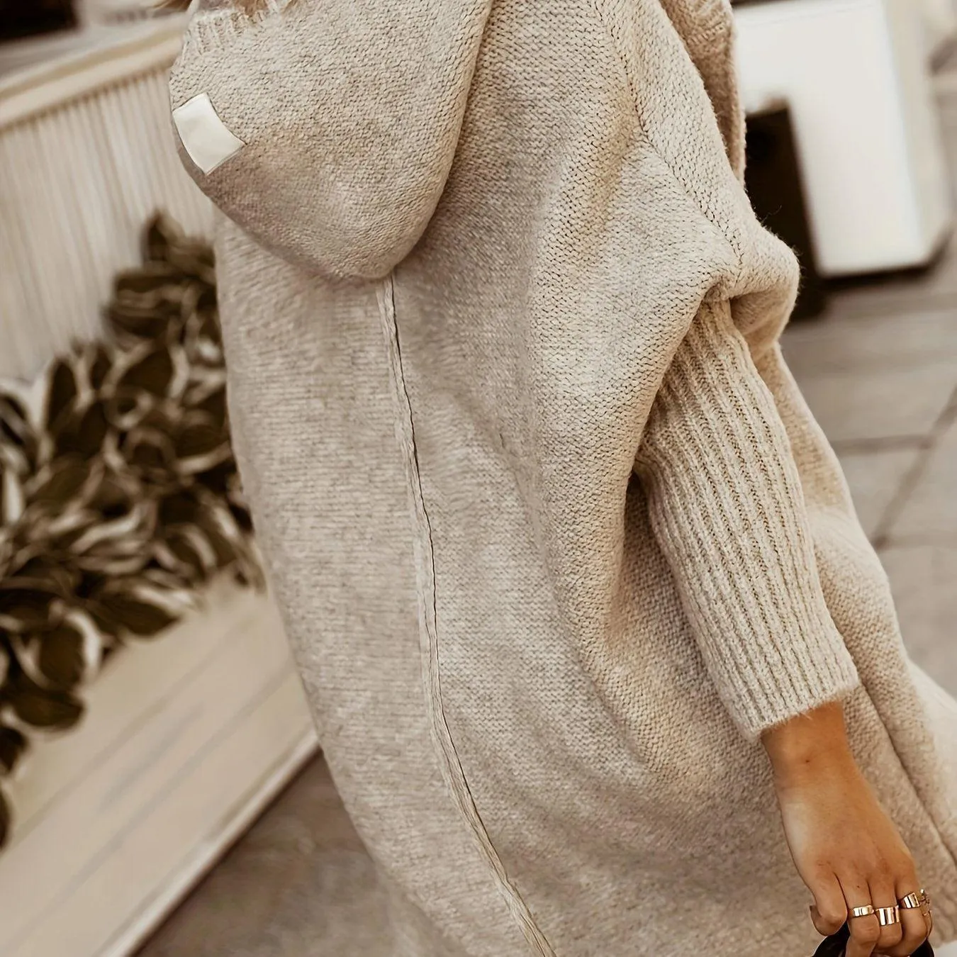 Solid Open Front Hooded Cardigan