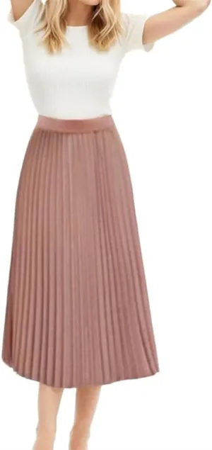 Sorrica Women's High Elastic Waist Pleated Skirt Midi Swing A-line Shirring Skirts