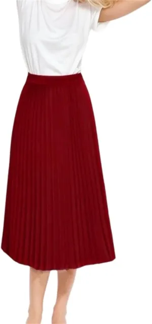 Sorrica Women's High Elastic Waist Pleated Skirt Midi Swing A-line Shirring Skirts