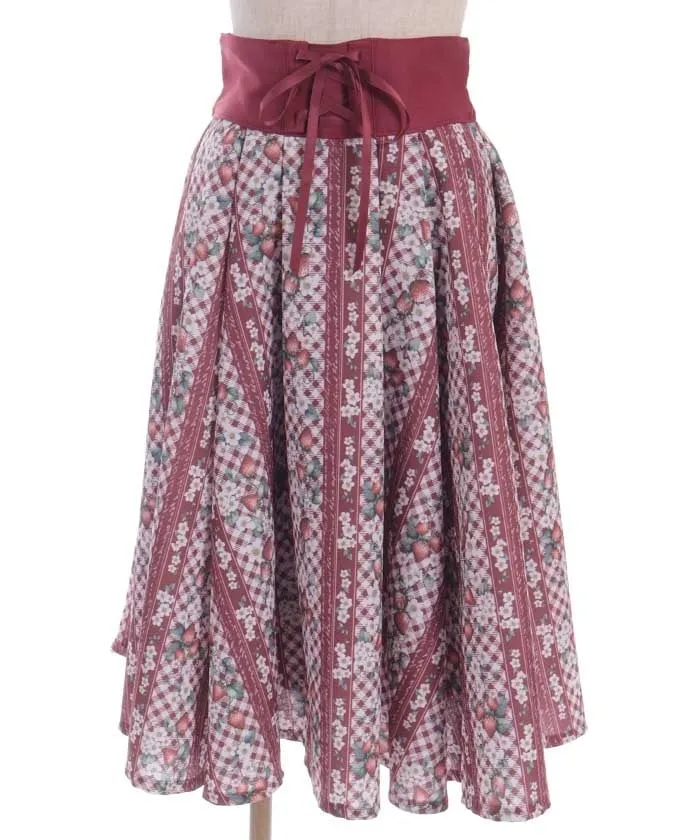 Strawberry Plaid Pattern Skirt