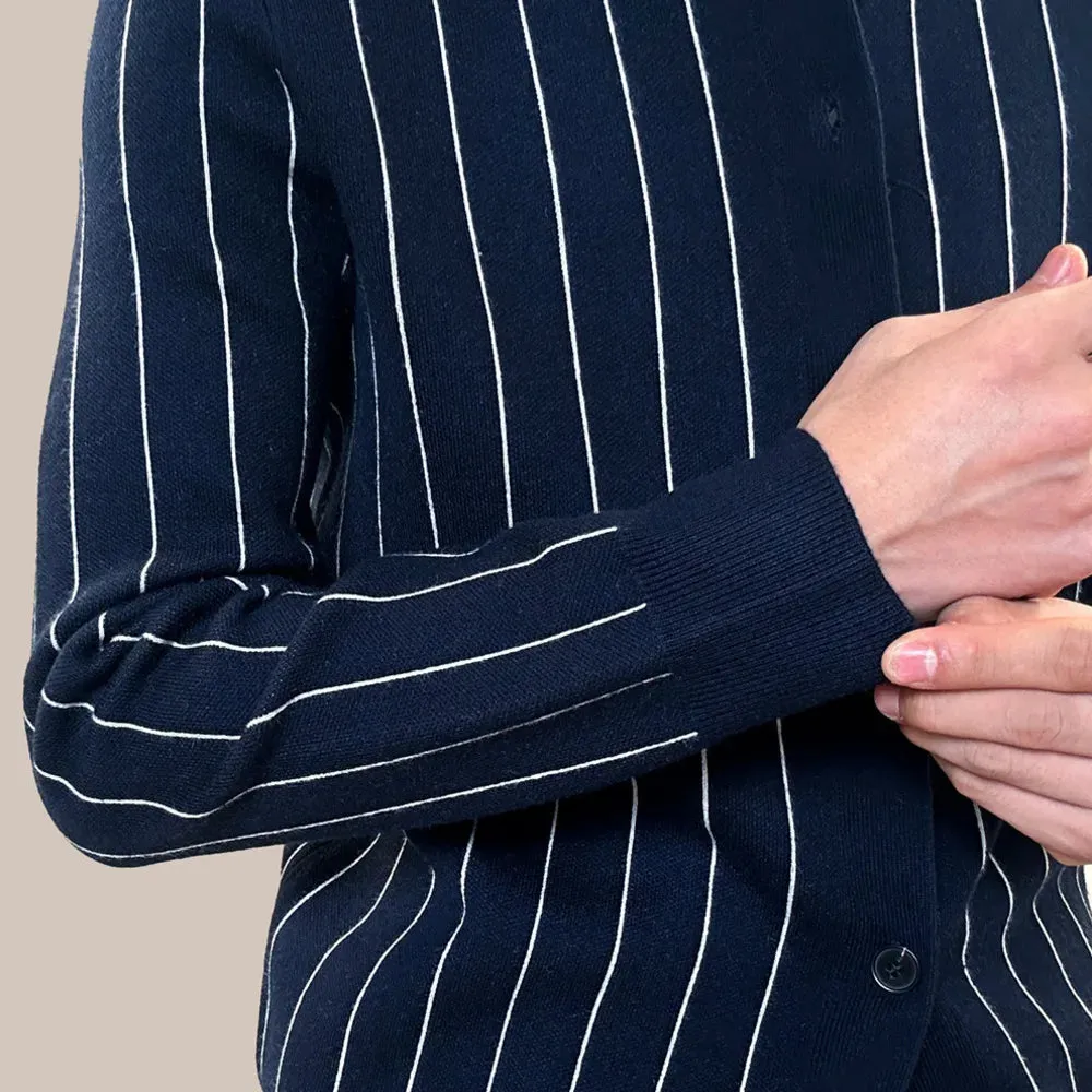 Striped Knitted Turn-Down Collar Shirt