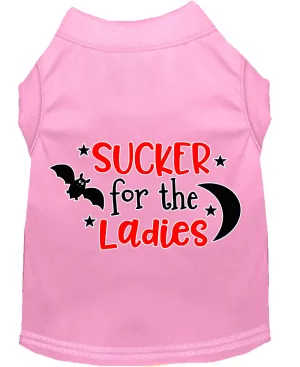 Sucker For The Ladies Screen Print Dog Shirt Light Pink Xs