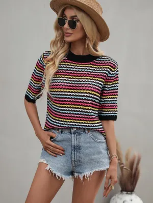 Summer Fresh Knit Half Sleeve Top