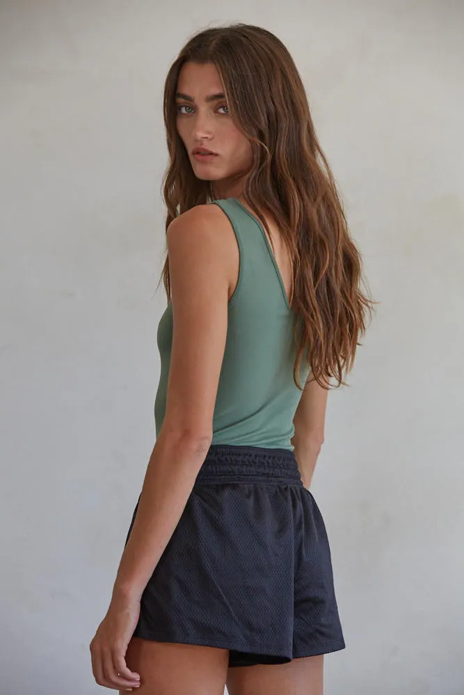 Talk Later Seamless Tank - Dark Moss