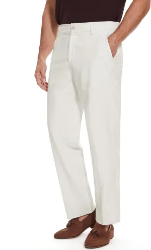 Tapata Men's Linen Casual Dress Pants Lightweight Elastic Waist Slacks Straight Leg Regular Fit Trousers for Work Business