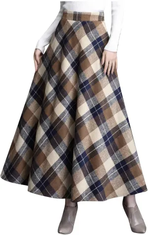 Tweed Skirt for Women High Waisted Pleated A-Line Skirts Stretch Classic Trending Flare Skirts Cute Elegant Skirt