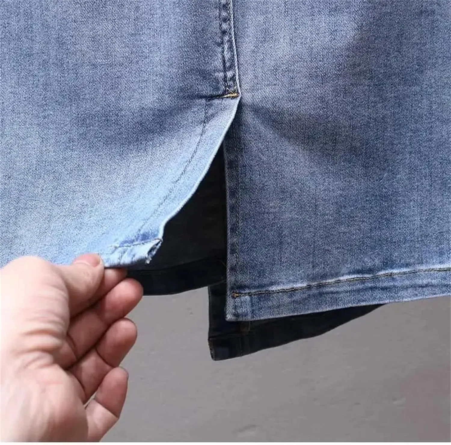 UIOKLMJH Women Casual Irregular Denim Skirt Spring Elastic High Waisted A-Line Buttocks Wrapped Skirts