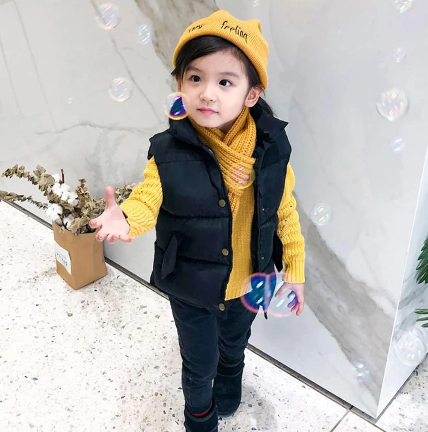 Unisex Toddler Baby Vest Coat Boys Girls Gilet Tops Kids Sleeveless Padded Button Cotton Fall Warm Thick
