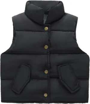 Unisex Toddler Baby Vest Coat Boys Girls Gilet Tops Kids Sleeveless Padded Button Cotton Fall Warm Thick