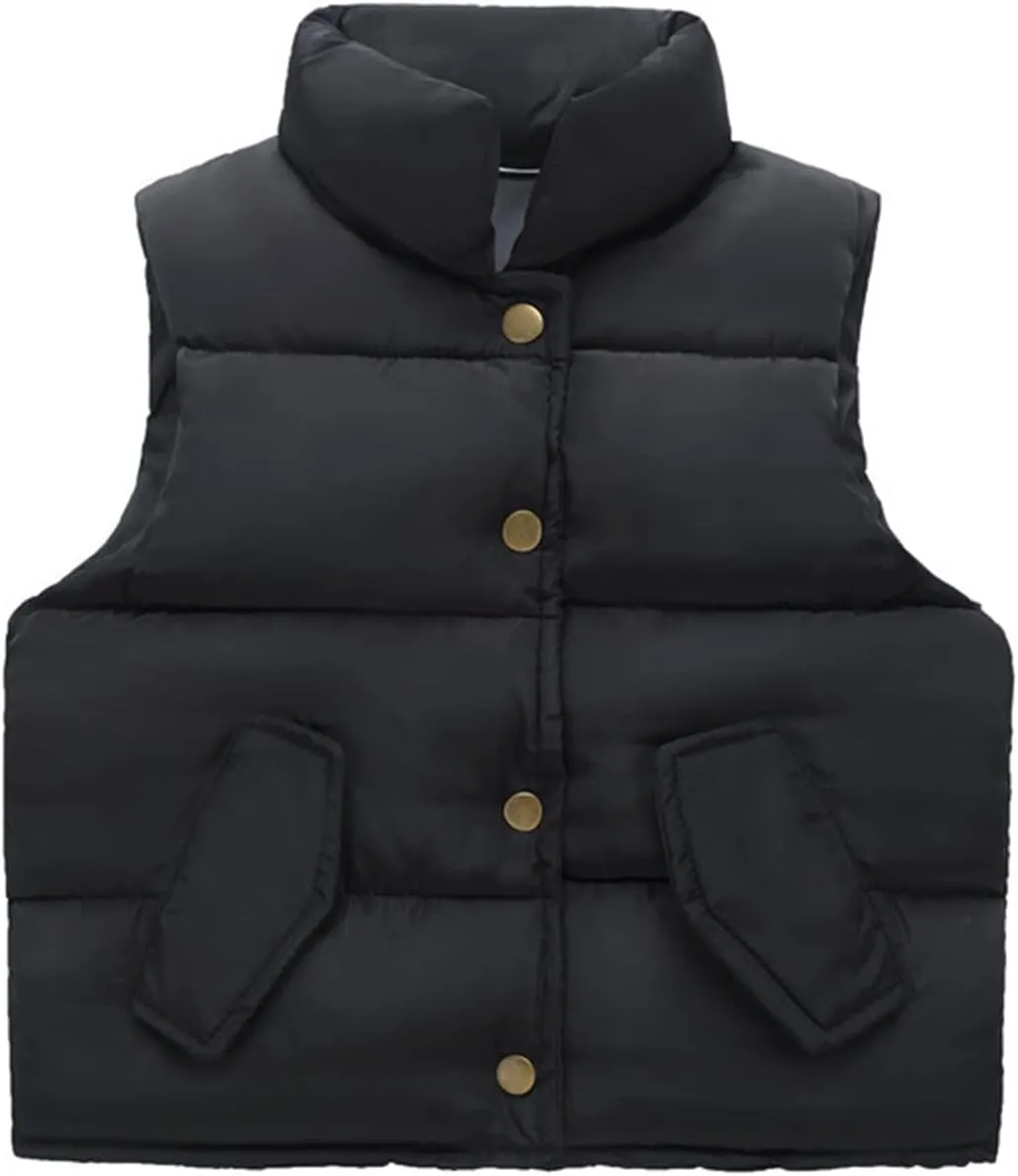 Unisex Toddler Baby Vest Coat Boys Girls Gilet Tops Kids Sleeveless Padded Button Cotton Fall Warm Thick