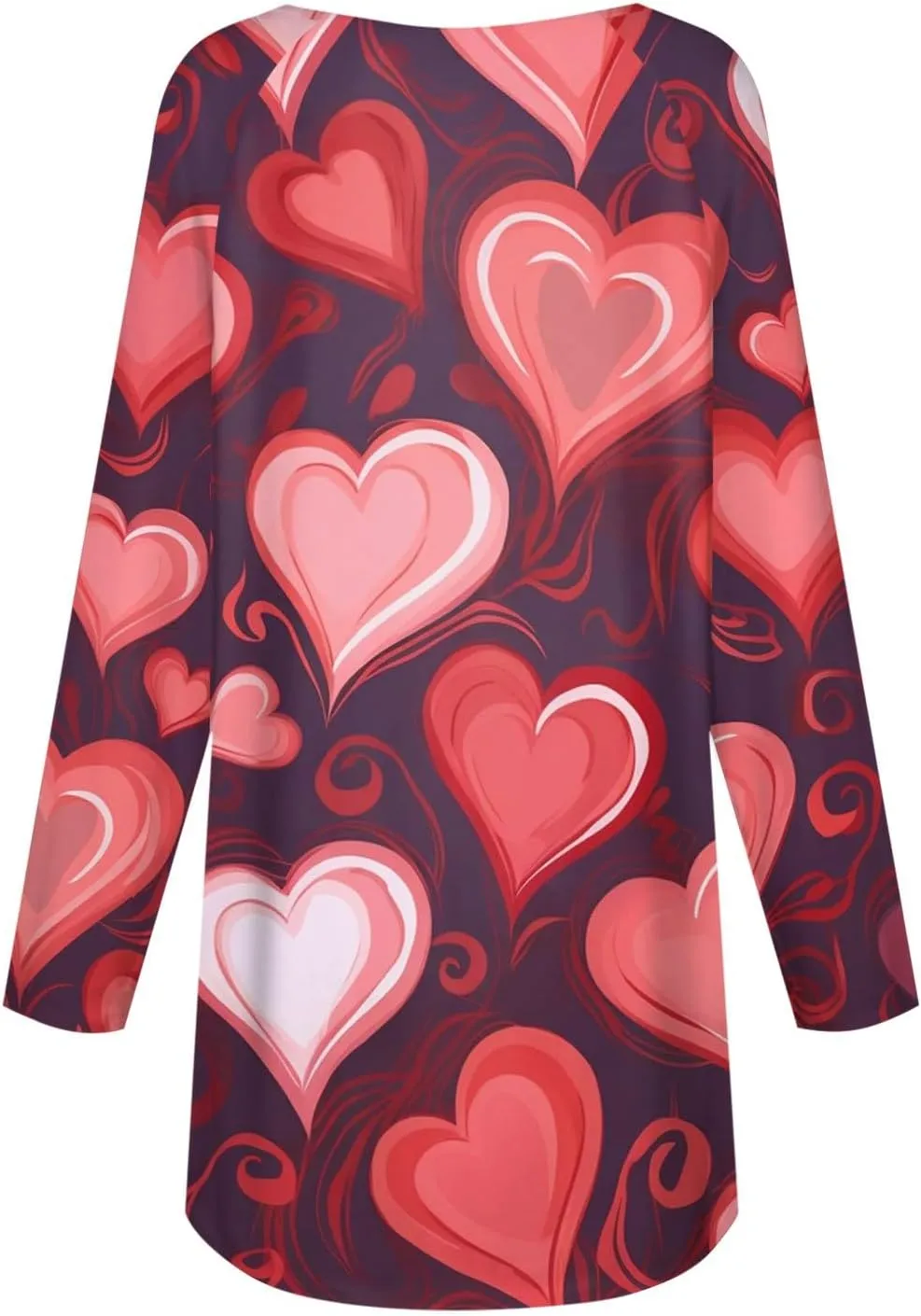 Valentines Day Tshirts Women Long Sleeve Crewneck Loose Fit Heart Tops Soft Comfy Holiday Graphic Tees