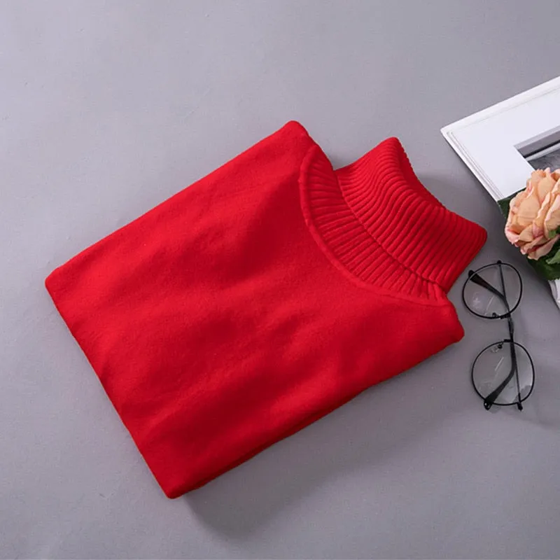 VenusFox Knitted Elastic long-sleeved Turtleneck sweaters
