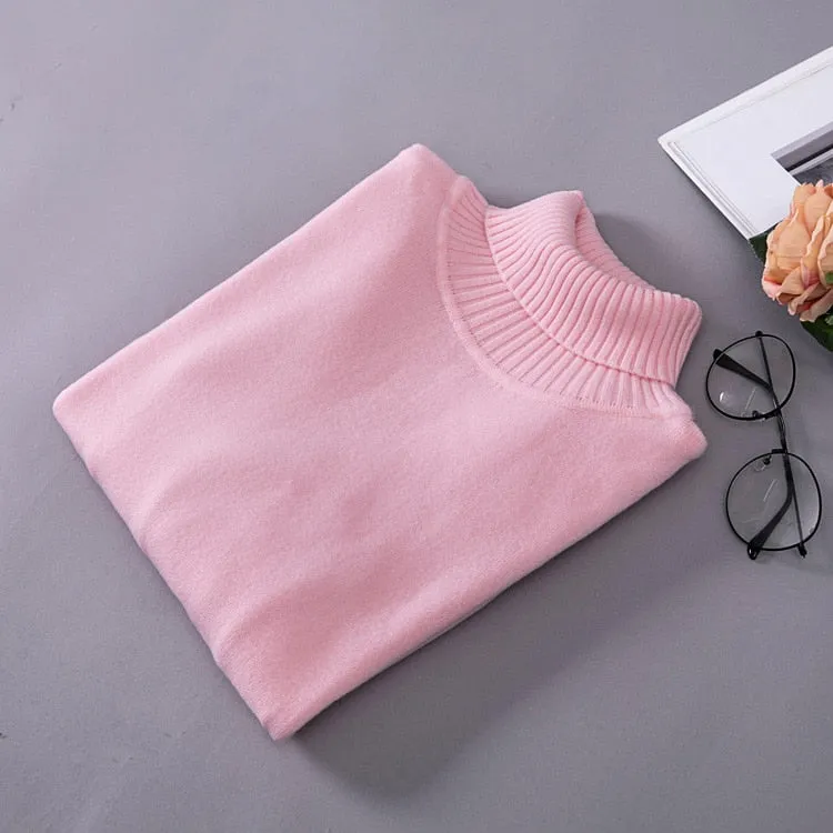 VenusFox Knitted Elastic long-sleeved Turtleneck sweaters