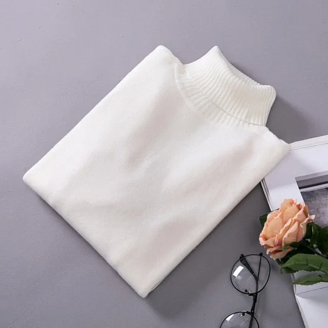 VenusFox Knitted Elastic long-sleeved Turtleneck sweaters