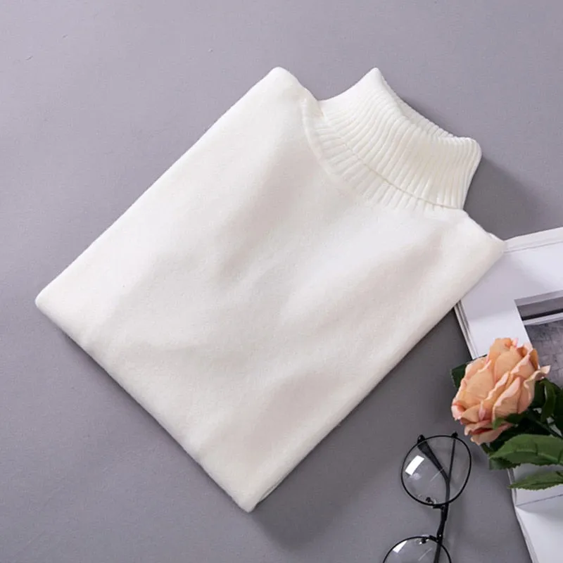 VenusFox Knitted Elastic long-sleeved Turtleneck sweaters