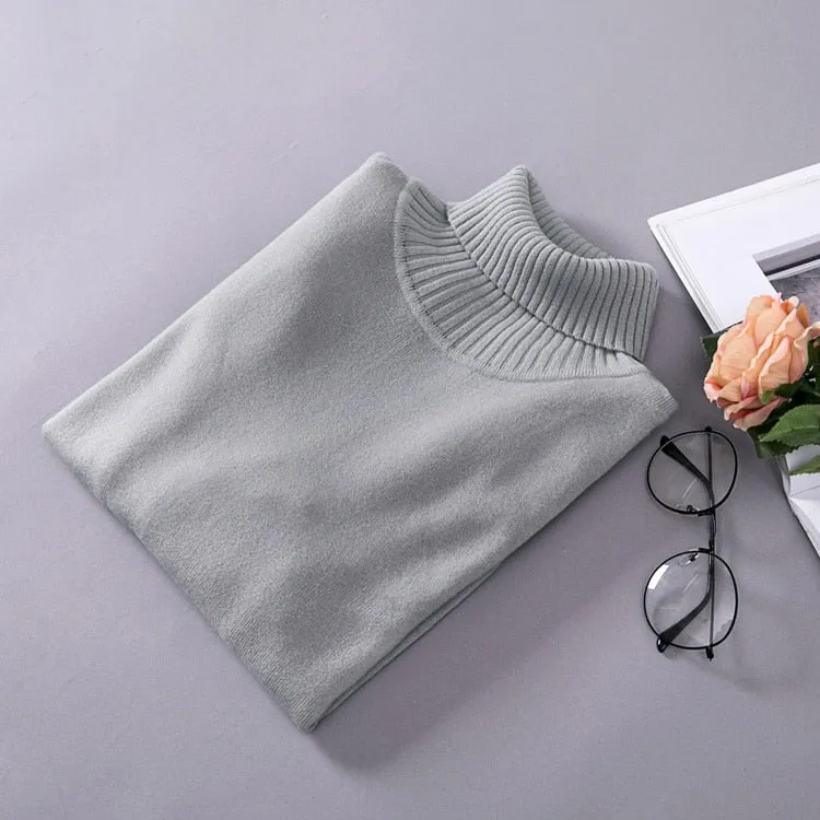 VenusFox Knitted Elastic long-sleeved Turtleneck sweaters
