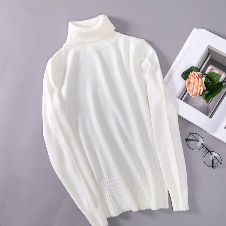 VenusFox Knitted Elastic long-sleeved Turtleneck sweaters