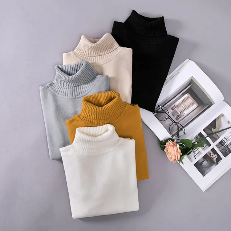 VenusFox Knitted Elastic long-sleeved Turtleneck sweaters