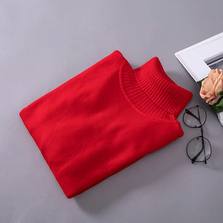 VenusFox Knitted Elastic long-sleeved Turtleneck sweaters