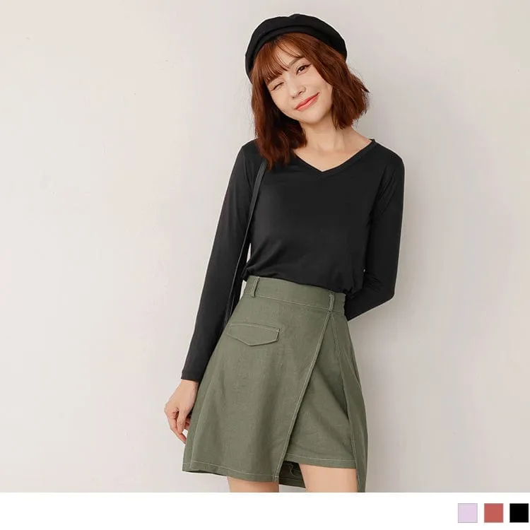 WATER  KEEP WARM V-NECK LONG SLEEVE TOPS