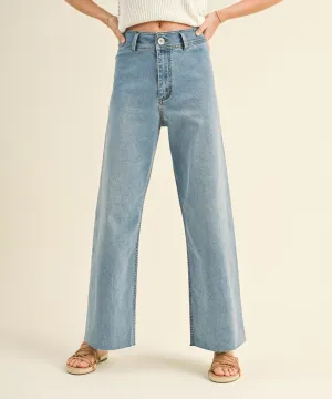 Wide Leg Denim Pants - Denim - FINAL SALE