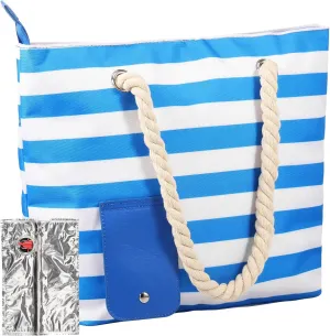 Wine Tote Bag, 1.5L Insulated Wine Bag with Hidden Nozzle & Leakproof Inner Liner, Stripe Pattern Wine Dispensing Tote, Wine Cooler Bag for Picnic Camping Beach Party, Holds 2 Bottles of Wine, blue,