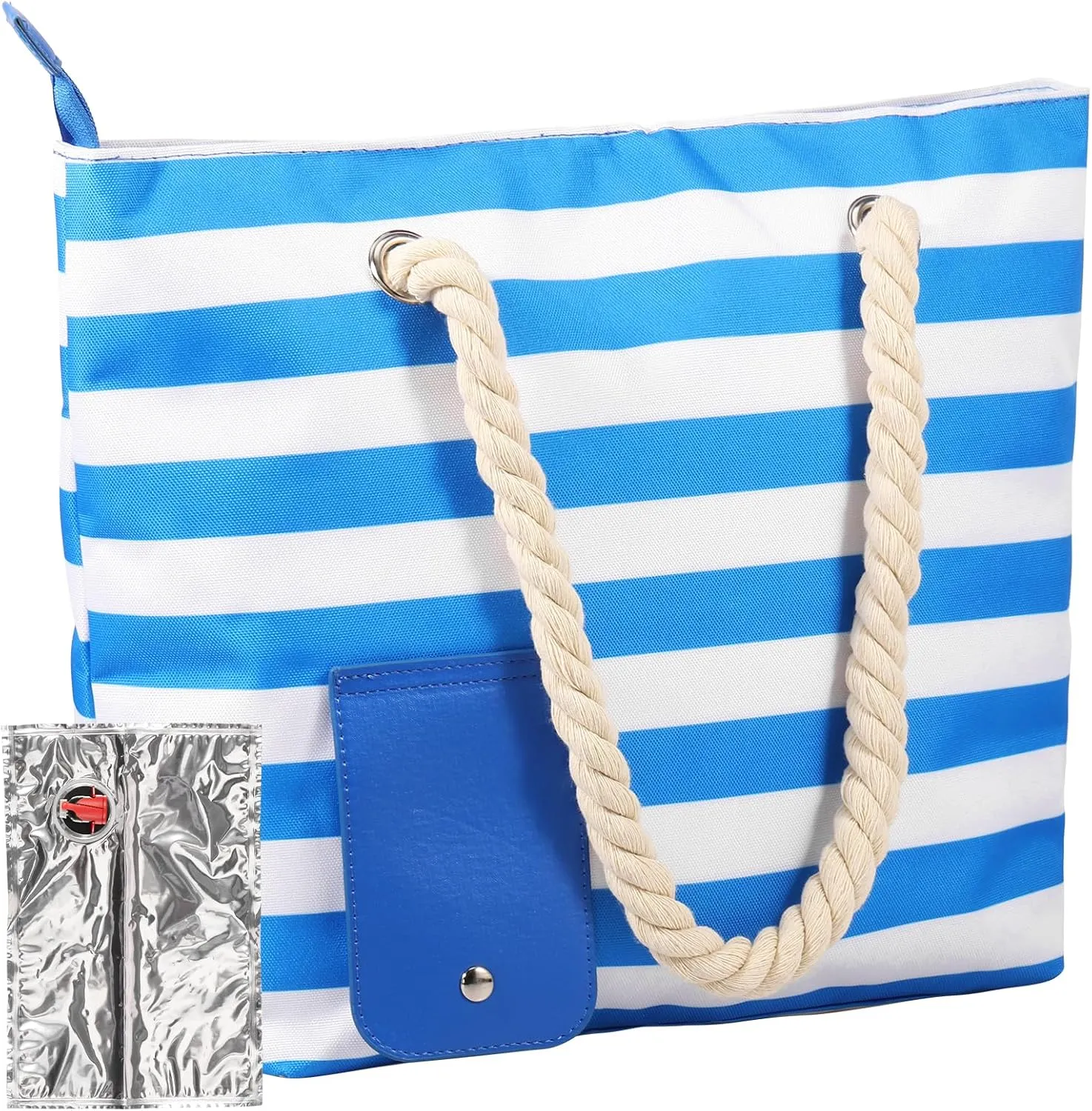 Wine Tote Bag, 1.5L Insulated Wine Bag with Hidden Nozzle & Leakproof Inner Liner, Stripe Pattern Wine Dispensing Tote, Wine Cooler Bag for Picnic Camping Beach Party, Holds 2 Bottles of Wine, blue,
