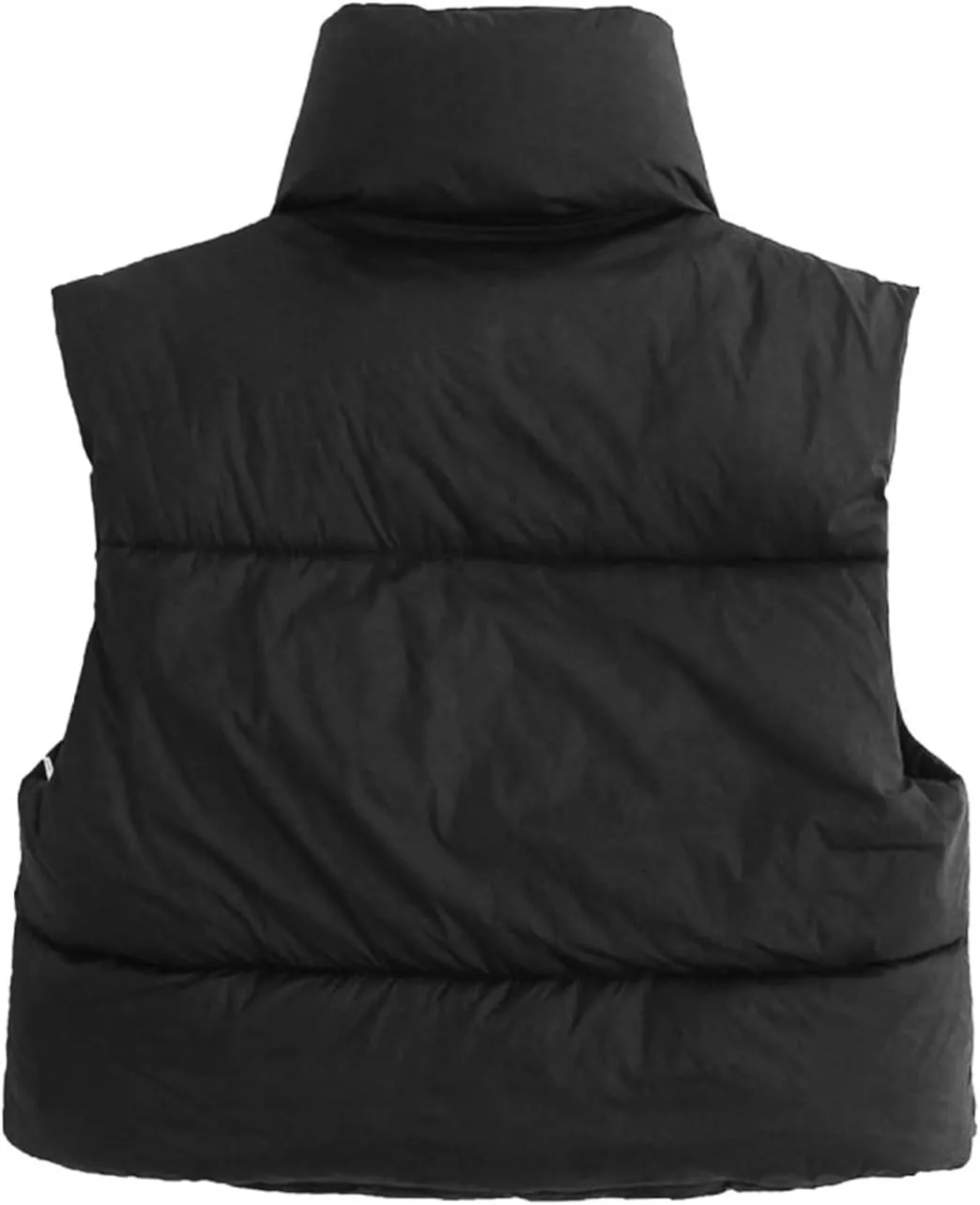 Women Crop puffer Vest Coat Retro Short Cotton-Padded Clothes Stand Neck Zipper Casual Loose Party Warm Winter Coat