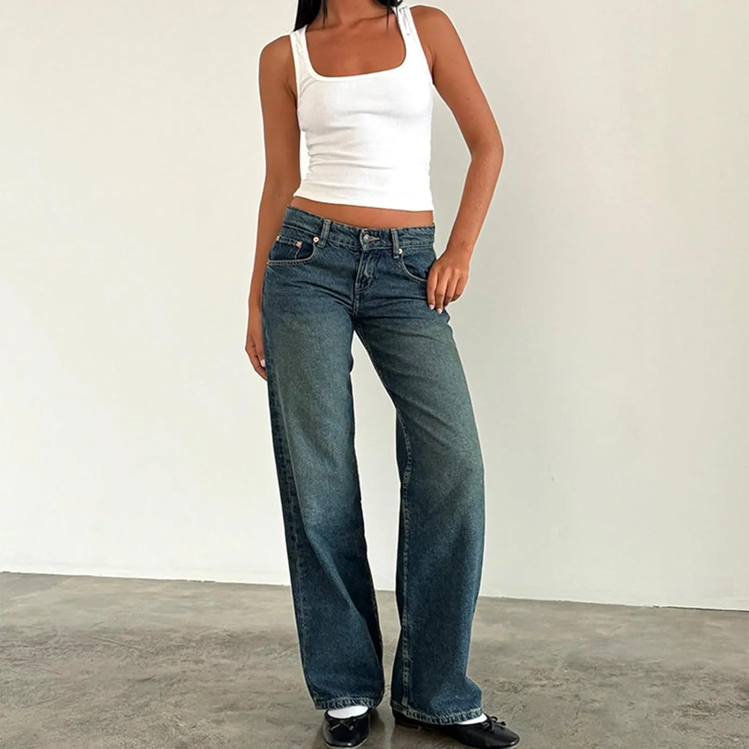 Women Wide Leg Jeans Casual High Waist Baggy Boyfriend Denim Pants Y2K Straight Streetwear Jeans Mom Jeans Trousers
