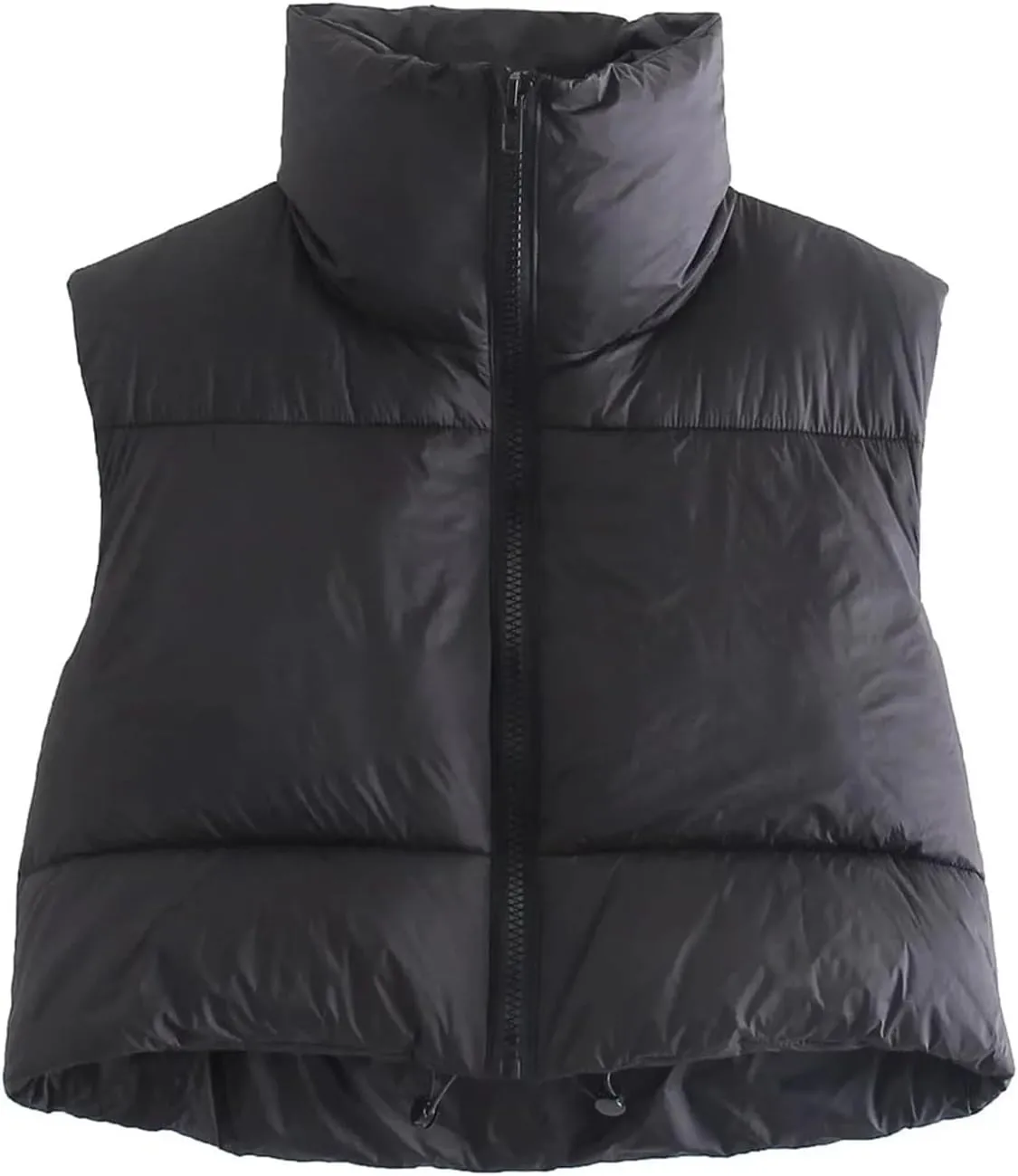 Women Y2k Cropped Waistcoat Vintage Short Cotton-Padded Coat Stand Neck Zipper Casual Winter Warm Jacket