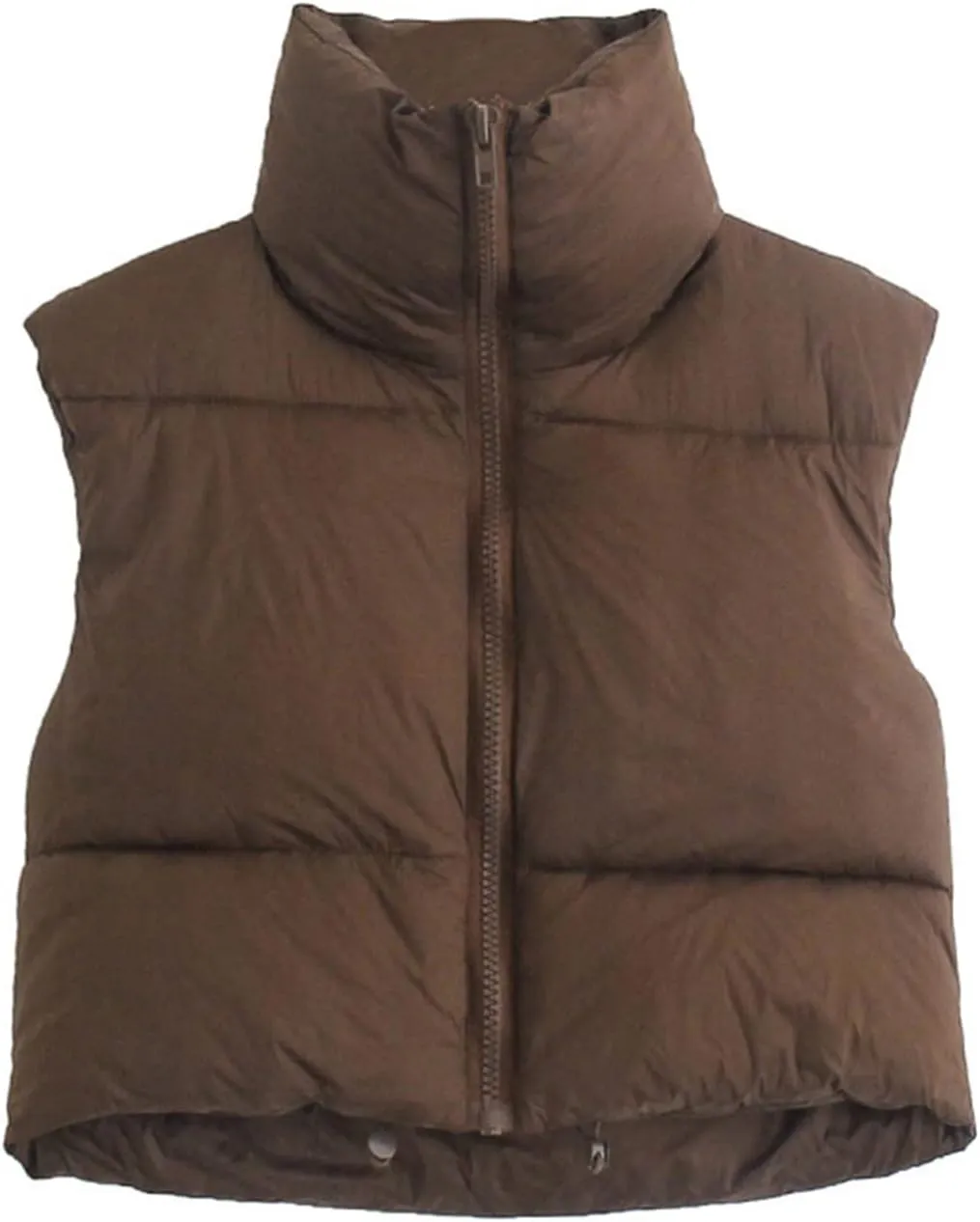 Women Y2k Cropped Waistcoat Vintage Short Cotton-Padded Coat Stand Neck Zipper Casual Winter Warm Jacket