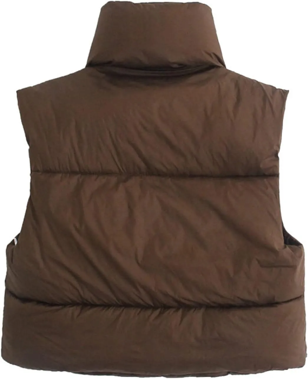 Women Y2k Cropped Waistcoat Vintage Short Cotton-Padded Coat Stand Neck Zipper Casual Winter Warm Jacket