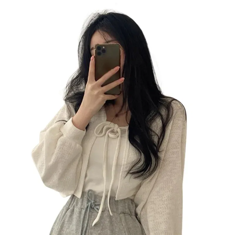 Womens  Cardigan Sun Protection Coverups Lantern Sleeves Long Sleeve Jackets Loose Blouses