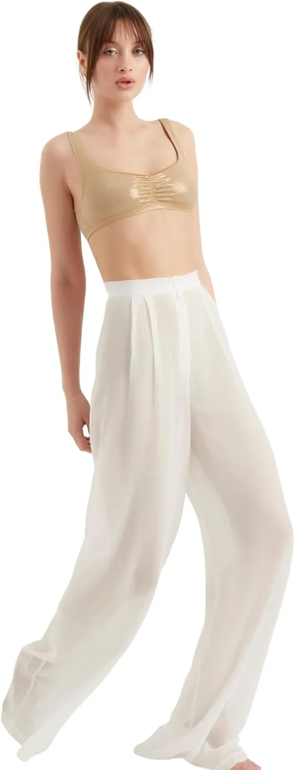 Women's Chiffon Pants | Casual Wide Leg High Waist Palazzo Trousers | Summer Evening Women Pants Clothes