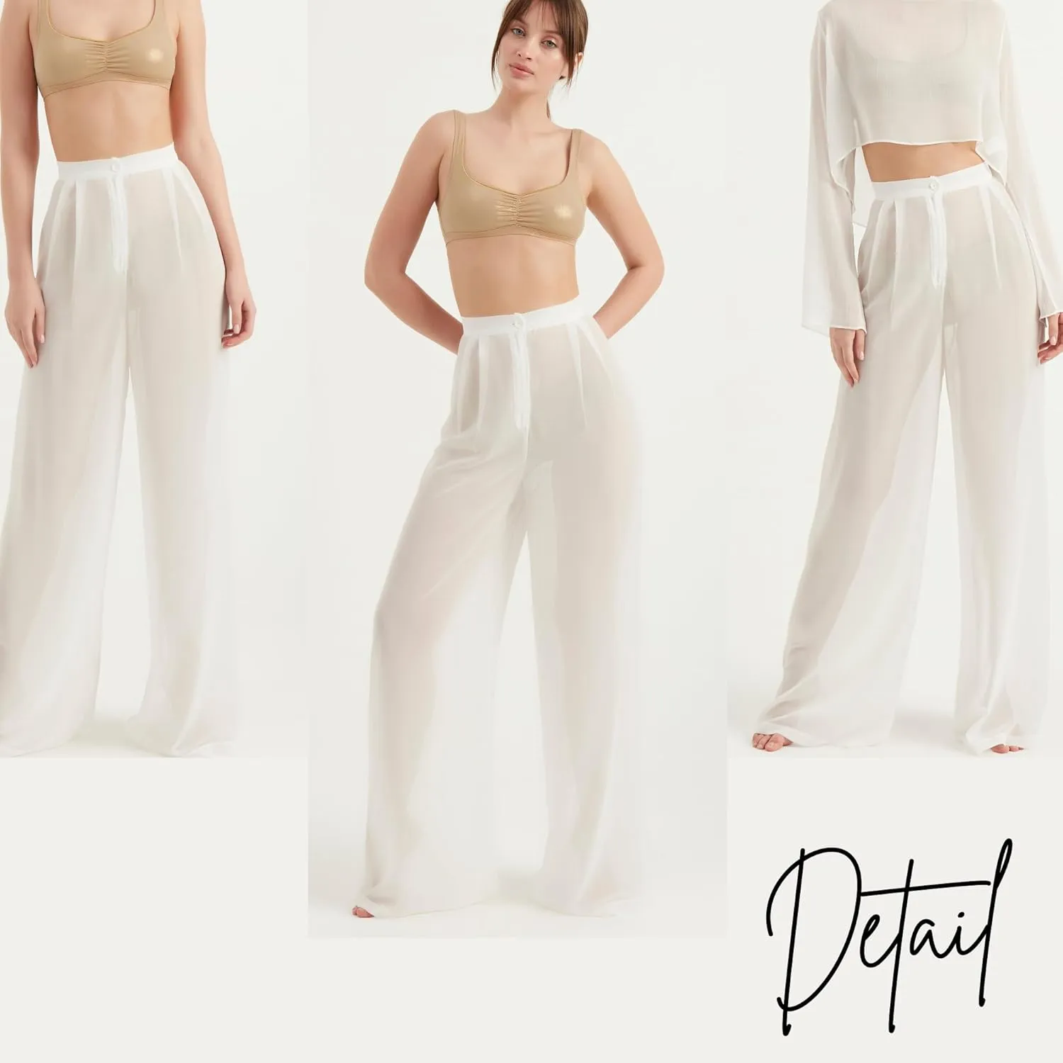 Women's Chiffon Pants | Casual Wide Leg High Waist Palazzo Trousers | Summer Evening Women Pants Clothes