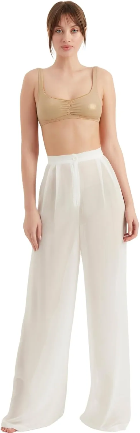 Women's Chiffon Pants | Casual Wide Leg High Waist Palazzo Trousers | Summer Evening Women Pants Clothes