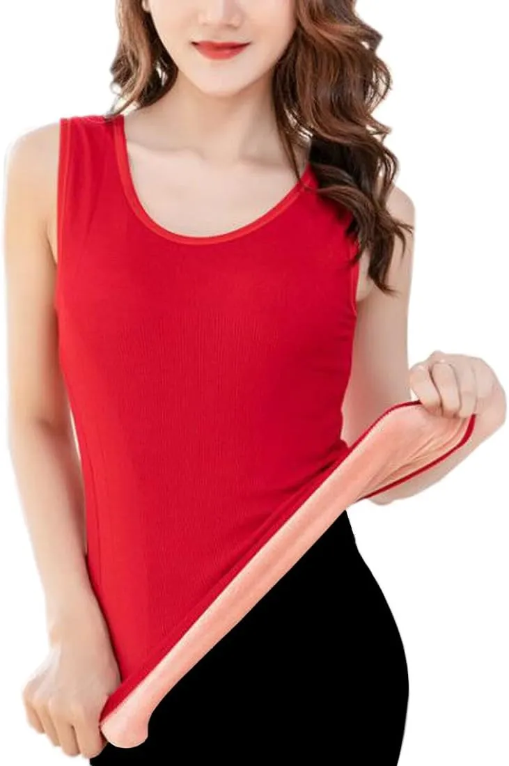 Womens Cotton Thermal Fleece Lined Underwear Tops Cami Tank Top Warm Base Layer Vest