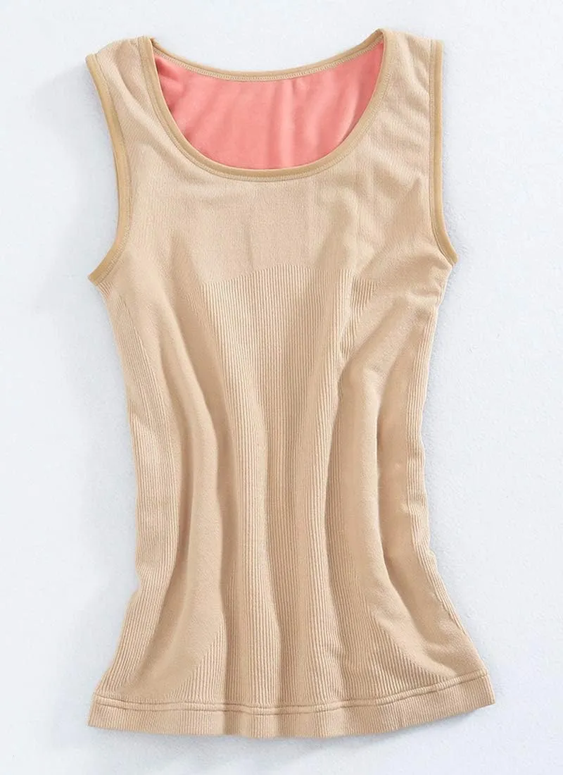 Womens Cotton Thermal Fleece Lined Underwear Tops Cami Tank Top Warm Base Layer Vest