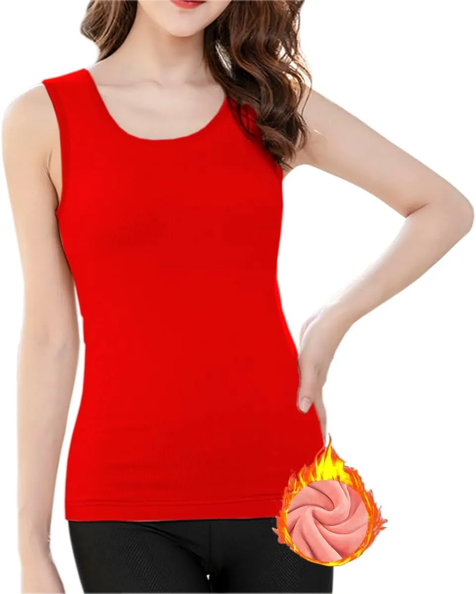 Womens Cotton Thermal Fleece Lined Underwear Tops Cami Tank Top Warm Base Layer Vest