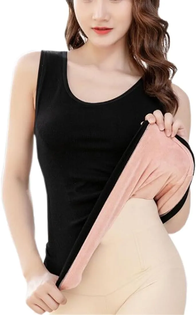 Womens Cotton Thermal Fleece Lined Underwear Tops Cami Tank Top Warm Base Layer Vest