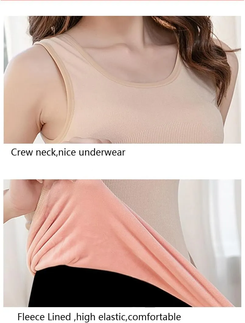 Womens Cotton Thermal Fleece Lined Underwear Tops Cami Tank Top Warm Base Layer Vest