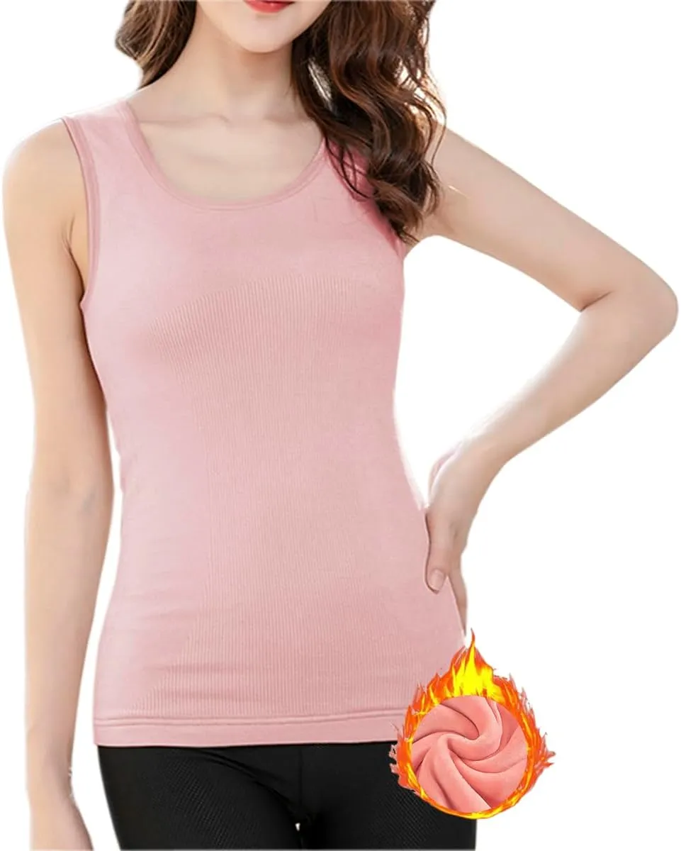 Womens Cotton Thermal Fleece Lined Underwear Tops Cami Tank Top Warm Base Layer Vest