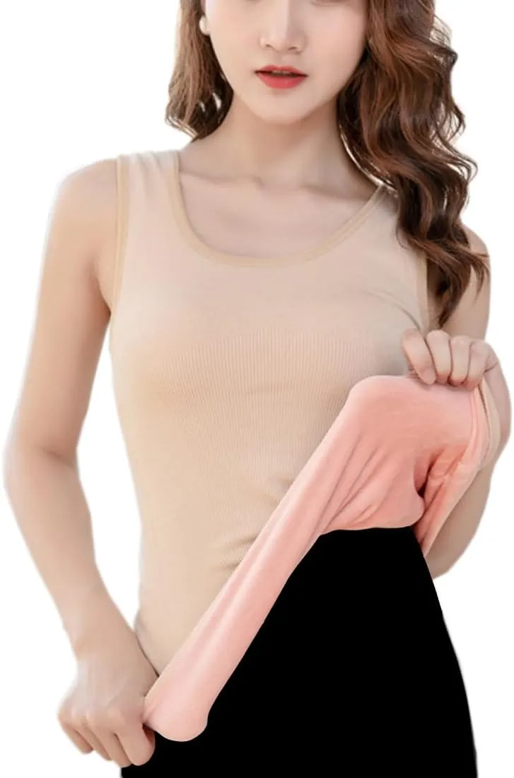 Womens Cotton Thermal Fleece Lined Underwear Tops Cami Tank Top Warm Base Layer Vest