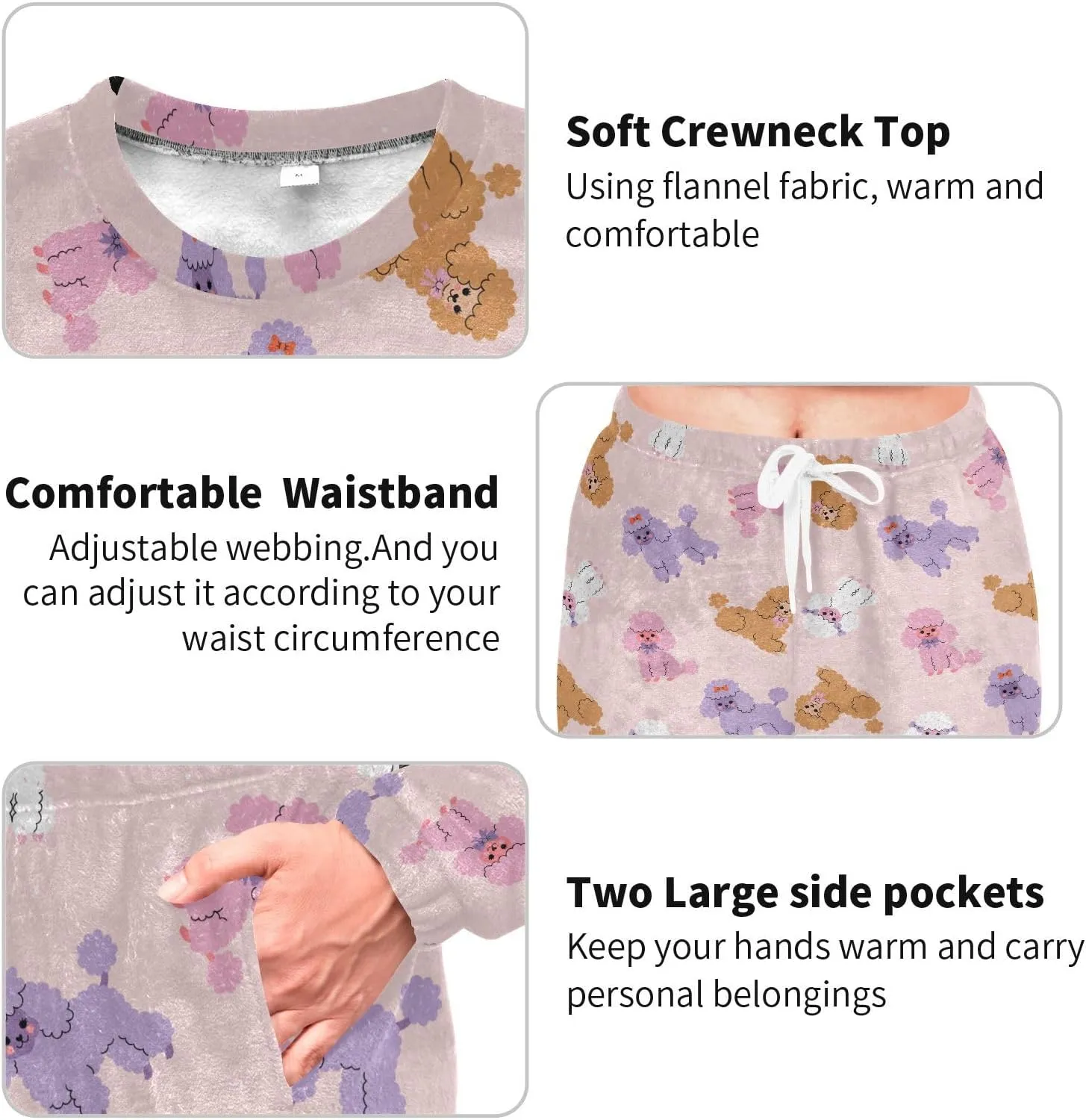 Women's Flannel Pajama Set Christmas Cute Nutcracker Winter Warm Sleepwear Cozy Loungewear