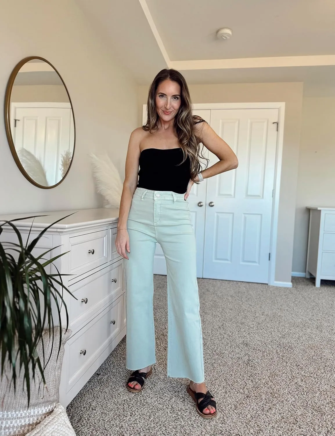 Women's Wide Leg Jeans High Waisted Stretchy Trendy Casual Versatile Work Denim Pants Trousers 2025