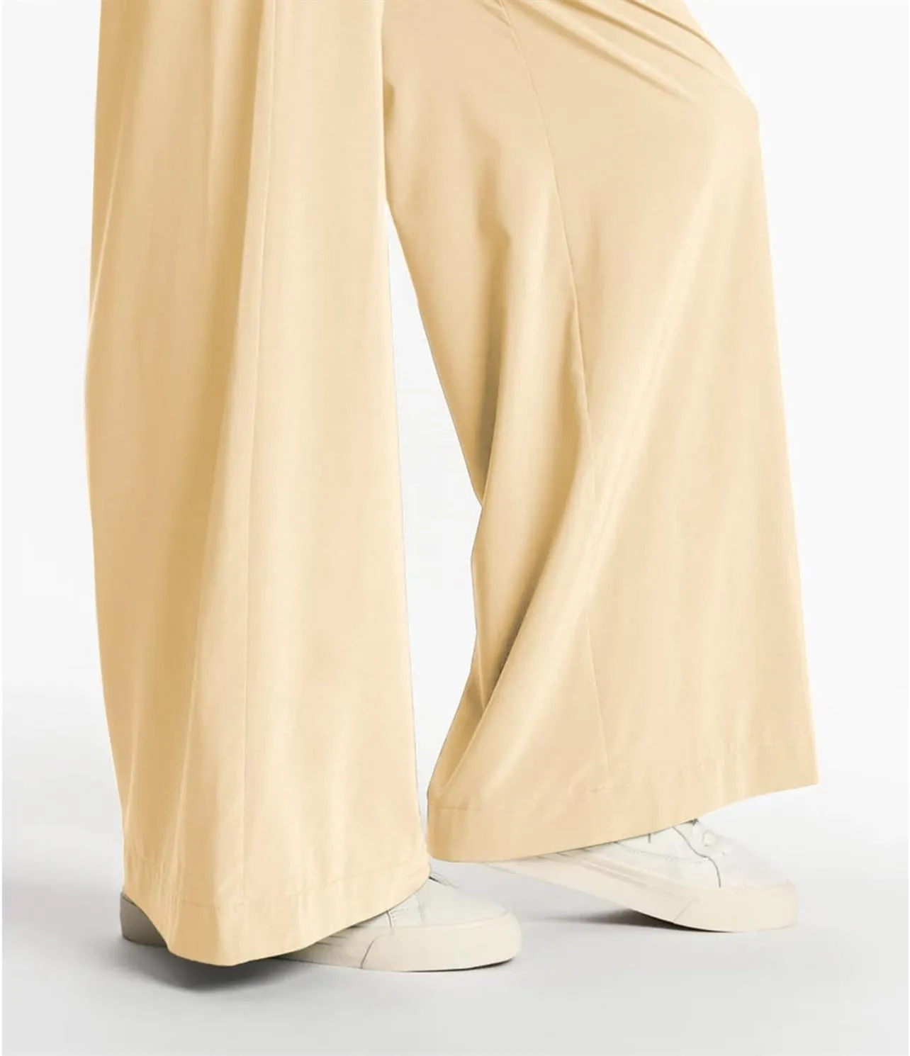 Womens Wide Leg Pants Summer Flowy Palazzo Casual High Waist Elastic Pants Beach Vacation Trousers with Pockets