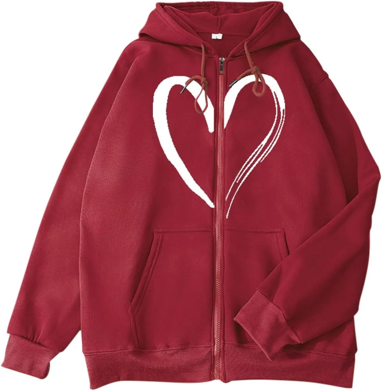 Womens Zip up Graphic Hoodies Heart Print Hooded Sweatshirts Jackets Oversized Sweaters Fall Plus Size Outfits